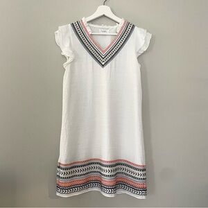 Embroidered Shift Dress Swim Coverup size Small White Beach Vacation Rayon Blend